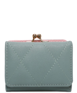 Quilted Kiss Lock Wallet LFQ350 TURQUOISE